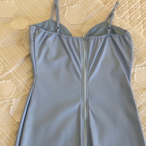 Baby Blue Pleather Mini Dress - Picture 4 of 4
